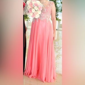 Coral pink prom dress